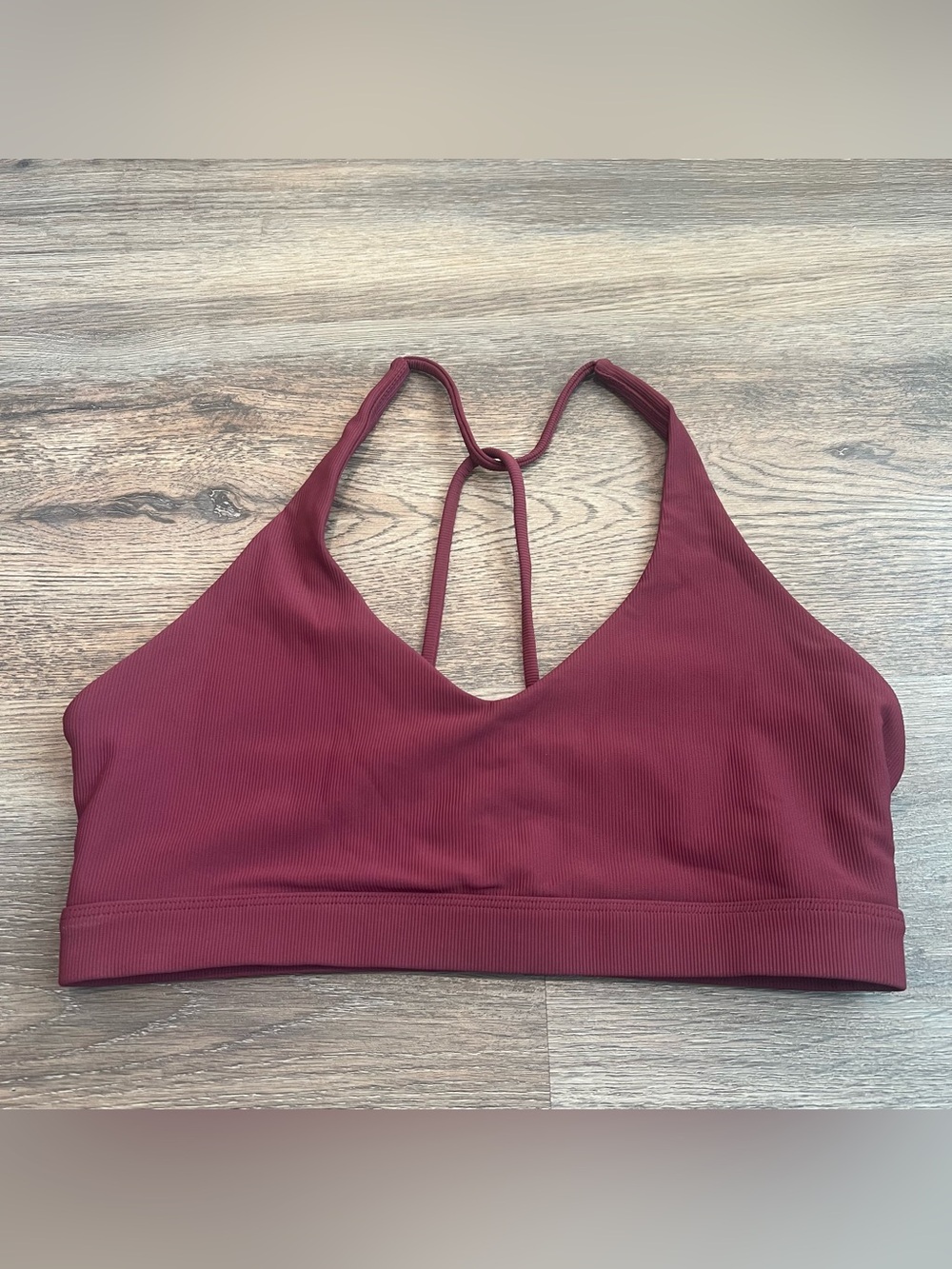 Wilo The Label Ribbed Sports Bra Burgundy Size Large Strappy Back Activewear